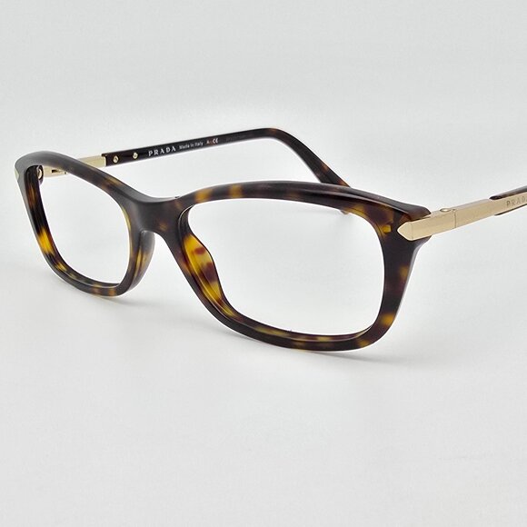 Prada VPR 04P 2AU-1O1 Havana Gold Cat Eye Eyeglasses Frame w/ Flexhinge Italy - Picture 1 of 12